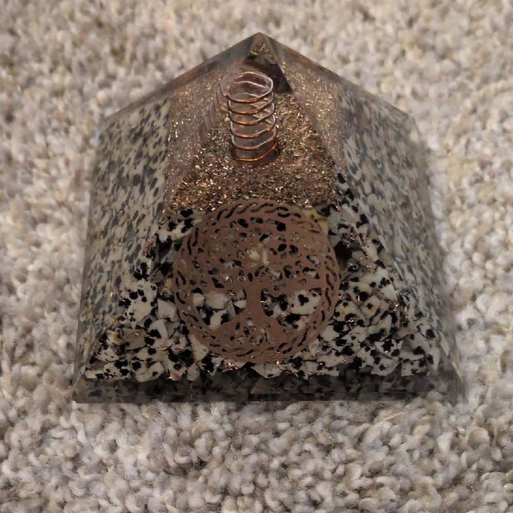 Source Unknown Black and Gold Speckled Pyramid